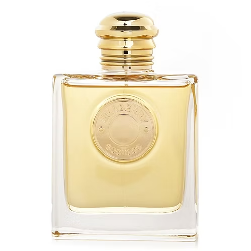 Burberry Goddess Eau De Parfum spray bottle with a golden cap and elegant design.
