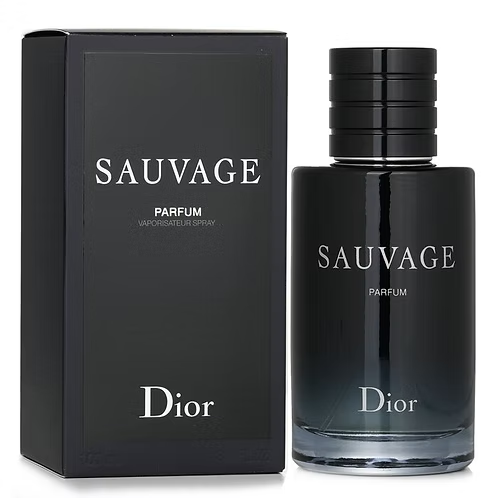 Christian Dior Sauvage Parfum bottle and box, a gourmand aromatic fragrance for women.
