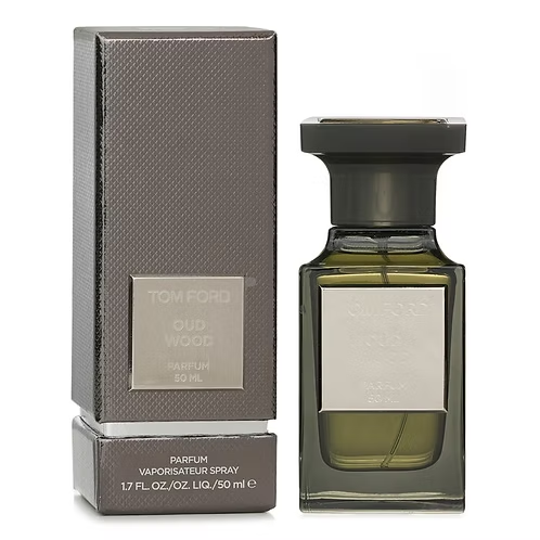 Oud Wood Eau de Parfum Tom Ford bottle with a golden cap and elegant design