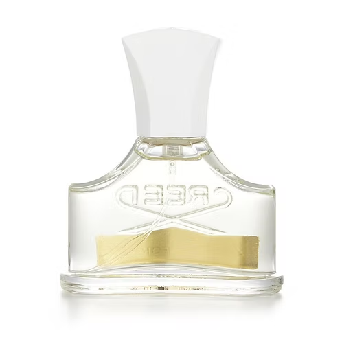 Creed Aventus for Her EDP spray perfume bottle with a golden cap and elegant design