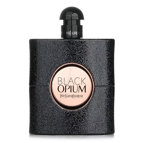 Black Opium Eau De Parfum by Yves Saint Laurent bottle with a golden cap and elegant design